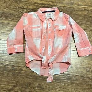 Levi’s pink and white button down tie up western look top